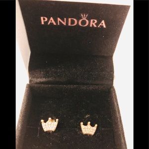Rose gold Princess Tiara earrings by Pandora